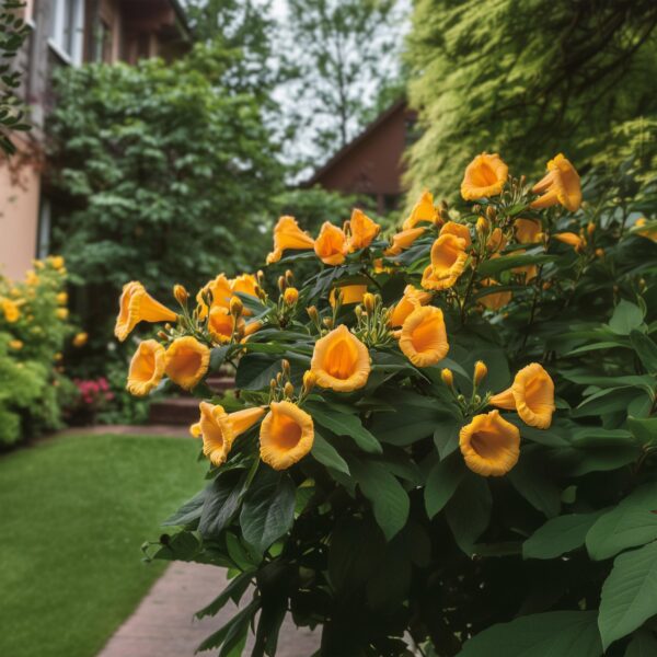 Trompetbloem - Campsis radicans Flave - Bloem Geel - Weinig onderhoud - 2 planten