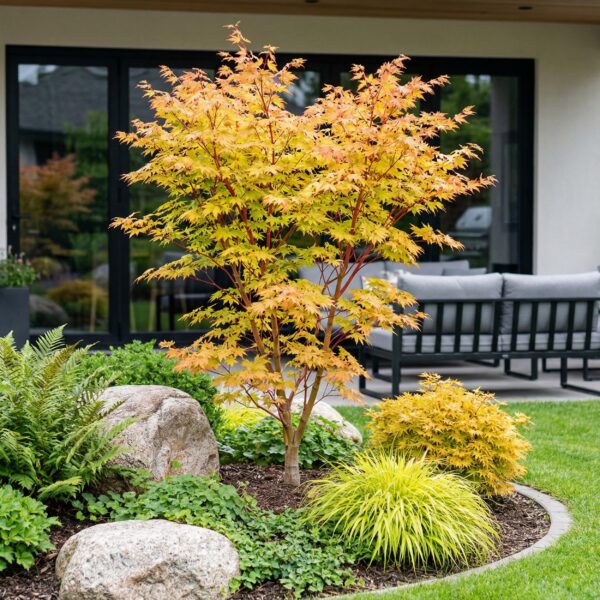 Acer palmatum Sangokaku - Japanse Esdoorn - Bladverliezend - Groen
