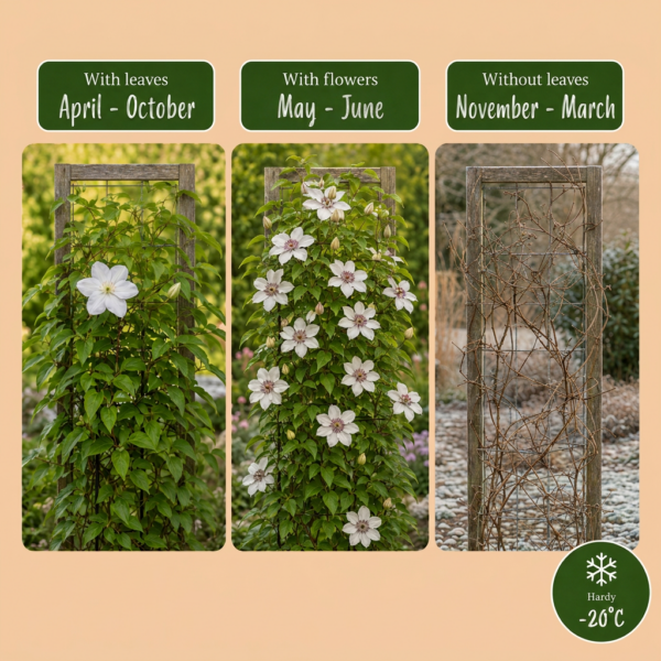 thumbnail_6000-109.png Clematis Miss Bateman - Bosrank Miss Bateman - Wit - Klimplant