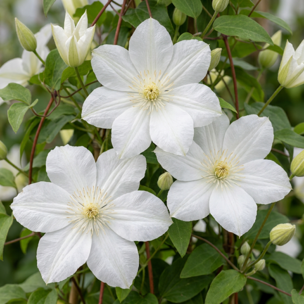 thumbnail_6000-129.png Clematis Jackmanii Huldine - Bosrank - Wit - Klimplant