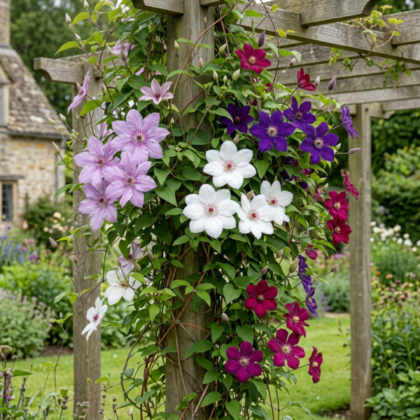 thumbnail_6000-144.png 16x Clematis Rainbow - Bosrank - Paars - Rood - Roze - Wit - Klimplant