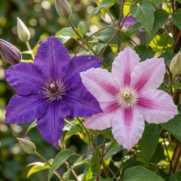 thumbnail_6000-32.jpg Clematis Duo Purple & Pink - Bosrank - Paars - Roze - Wit - Klimplant | 12 stuks
