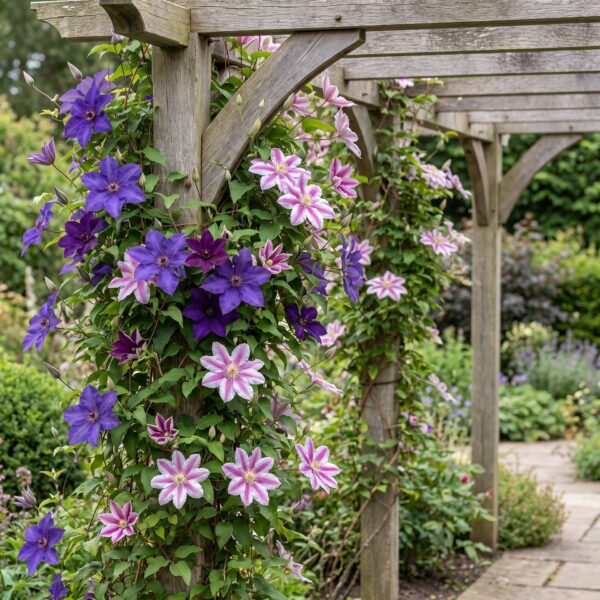thumbnail_6000-33.jpg Clematis Duo Purple & Pink - Bosrank - Paars - Roze - Wit - Klimplant | 12 stuks
