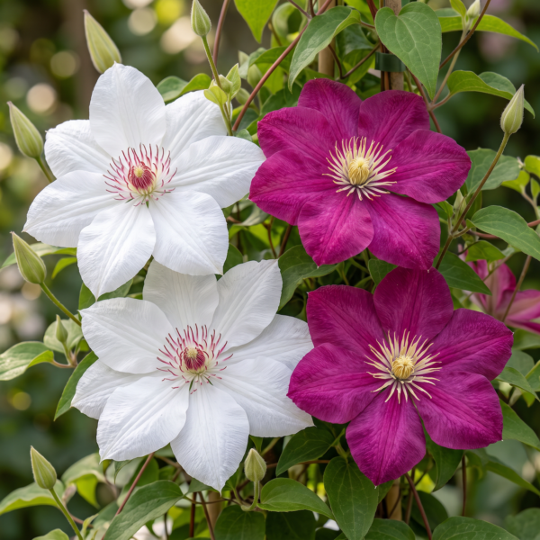 thumbnail_6000-63.png Clematis Duo Pink & White - Bosrank - Wit - Roze - Klimplant | 4 stuks
