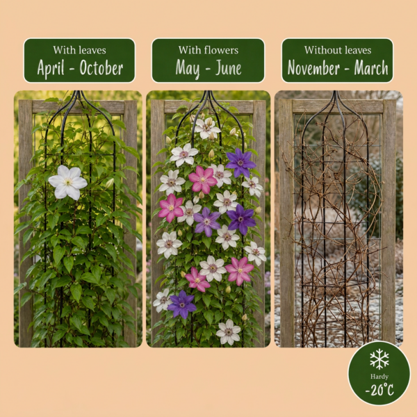 thumbnail_6000-67.png Clematis Tricolour - Driekleurige bosrank - Paars - Roze - Wit - Klimplant | 6 stuks